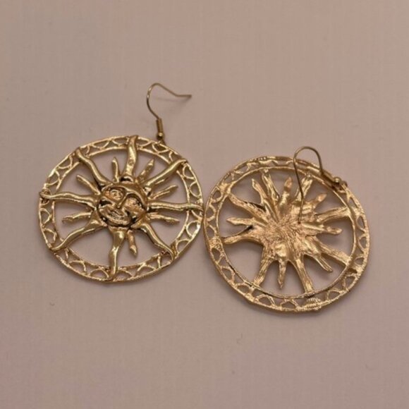 ⭐️✨ FREE Hollow Sun Boho Face Hipster Hippie Art Deco Peasant Hip Drop Earrings - Picture 4 of 7